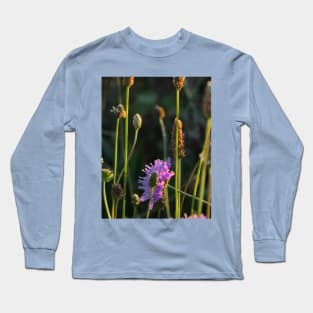 Sideyways..Pink Flower goes Stalking Long Sleeve T-Shirt